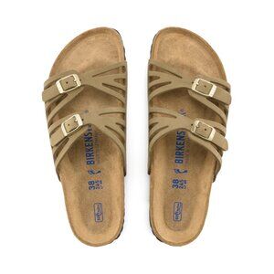 Birkenstock Granada tan sandals 38N LIKE NEW strappy gold buckles